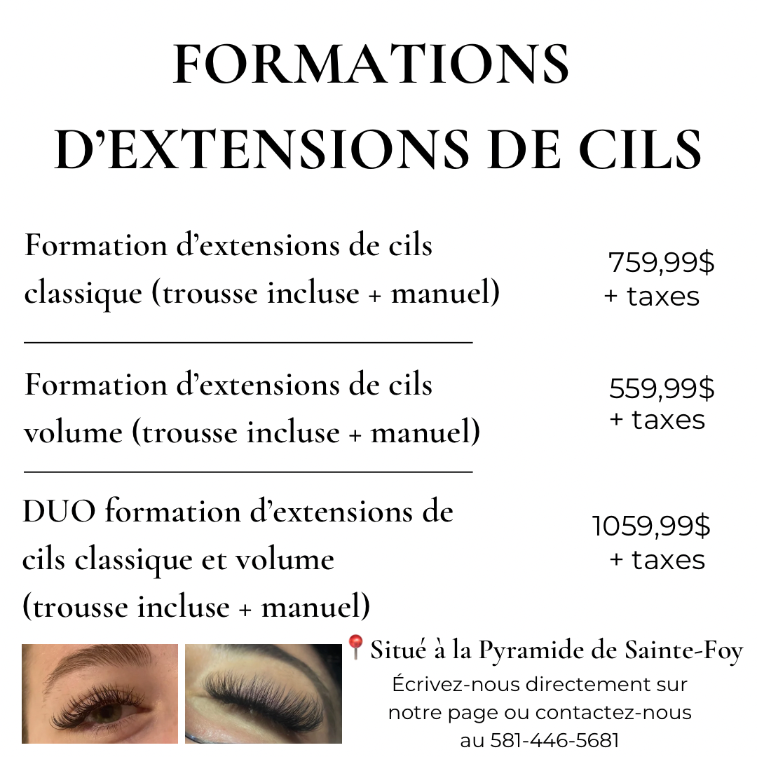 Formation d’extensions de cils classique (trousse incluse + manuel)